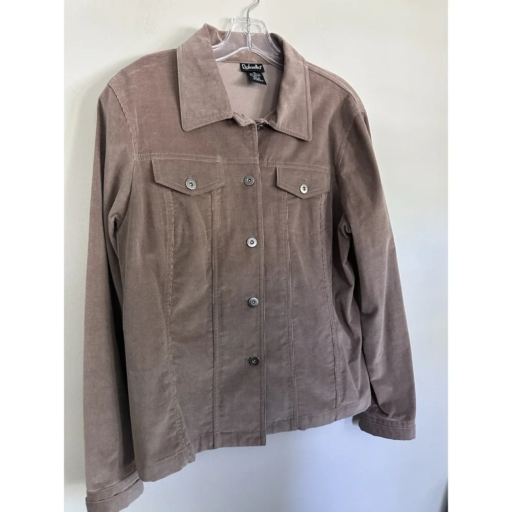 Brown Stretch Corduroy Jacket Womens Classic Long Sleeved Size 14 XL Capsule